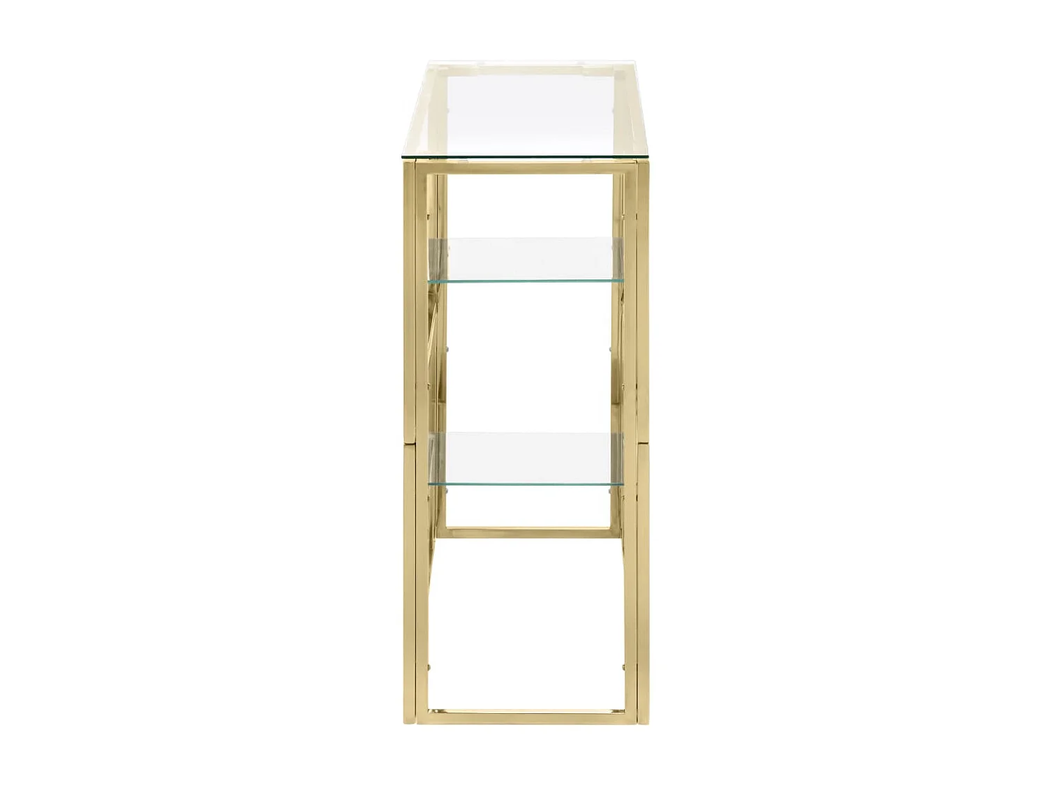 Mesa consola aço inoxidável e vidro temperado dourado PT152538