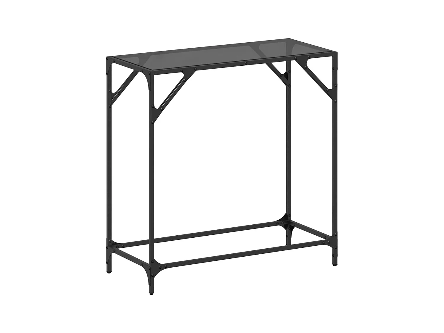 Table console avec dessus en verre noir 80x35x81 cm acier FR44375