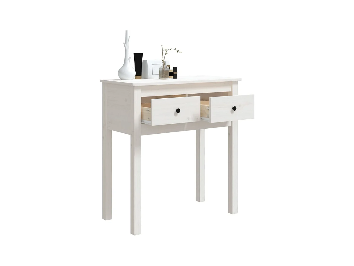 Mesa consola de madera maciza de pino blanco 70x35x75 cm ES574233
