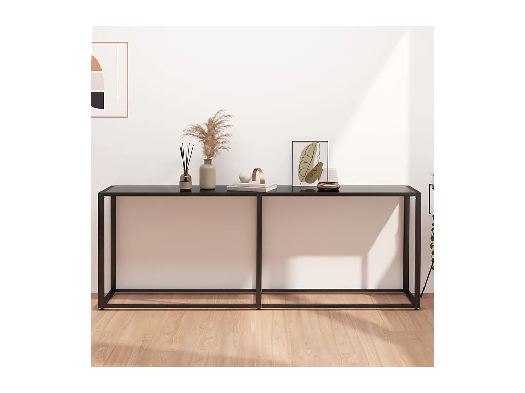 Table console Noir 200x35x75,5 cm Verre trempé FR71093