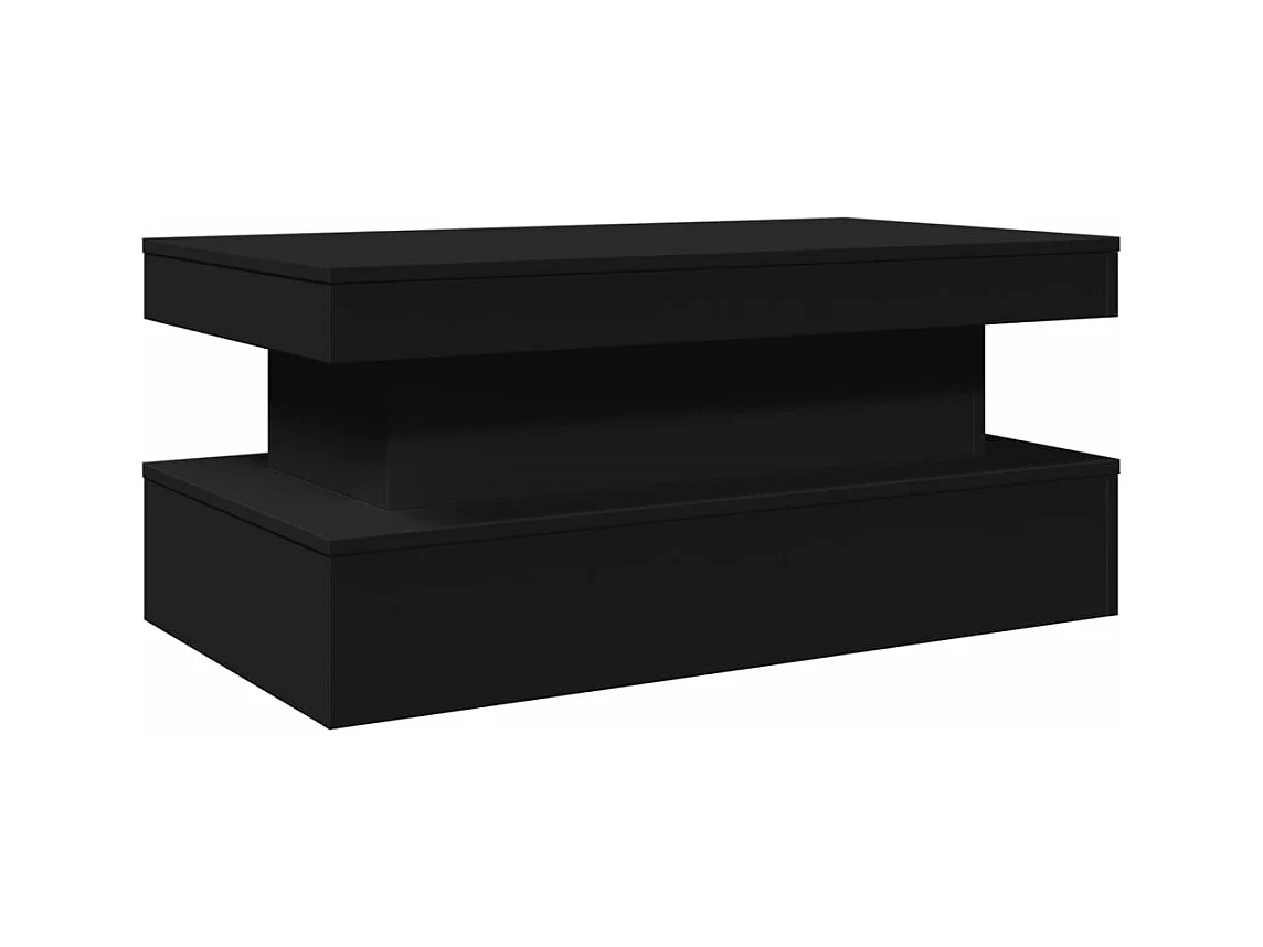 Table basse avec lumières LED noir 90x50x40 cm FR82176