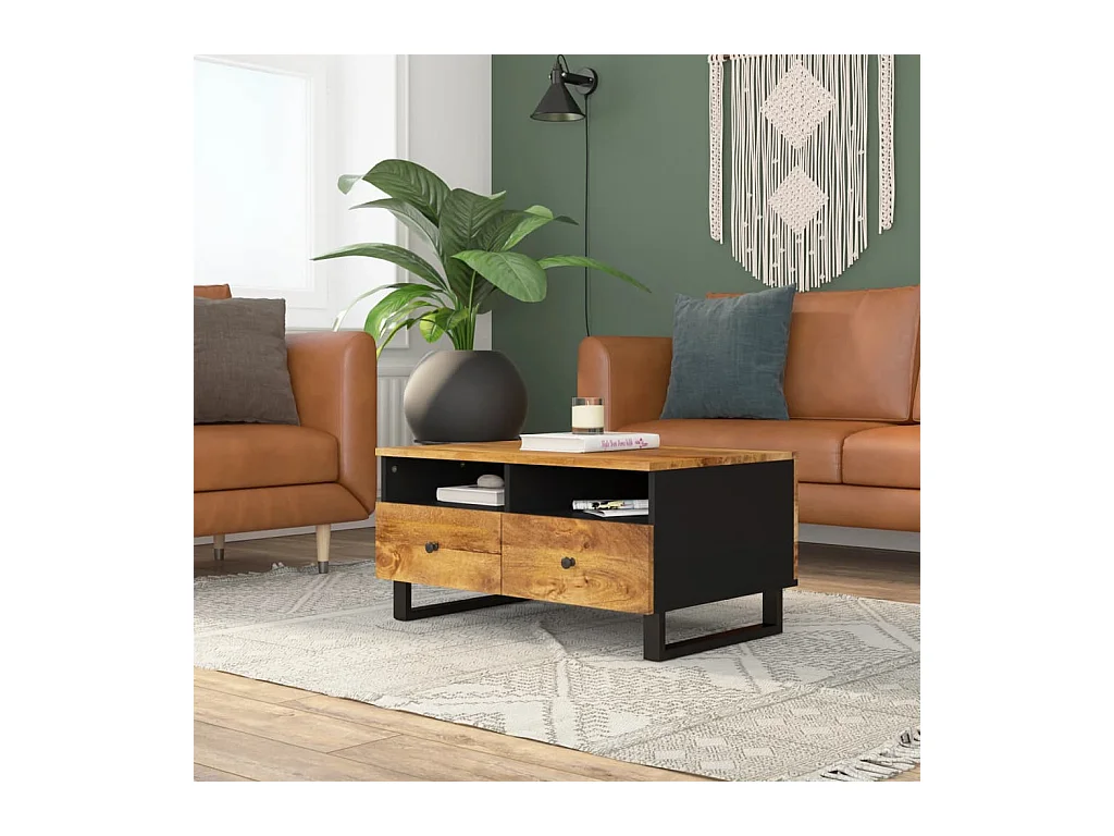 Table basse 80x54x40 cm Bois de manguier solide et d'ingénierie FR39993