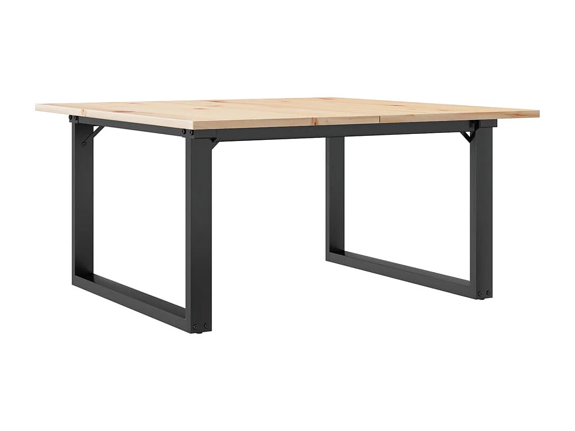 Table basse cadre en O 90x90x45 cm bois de pin massif et fonte FR58387
