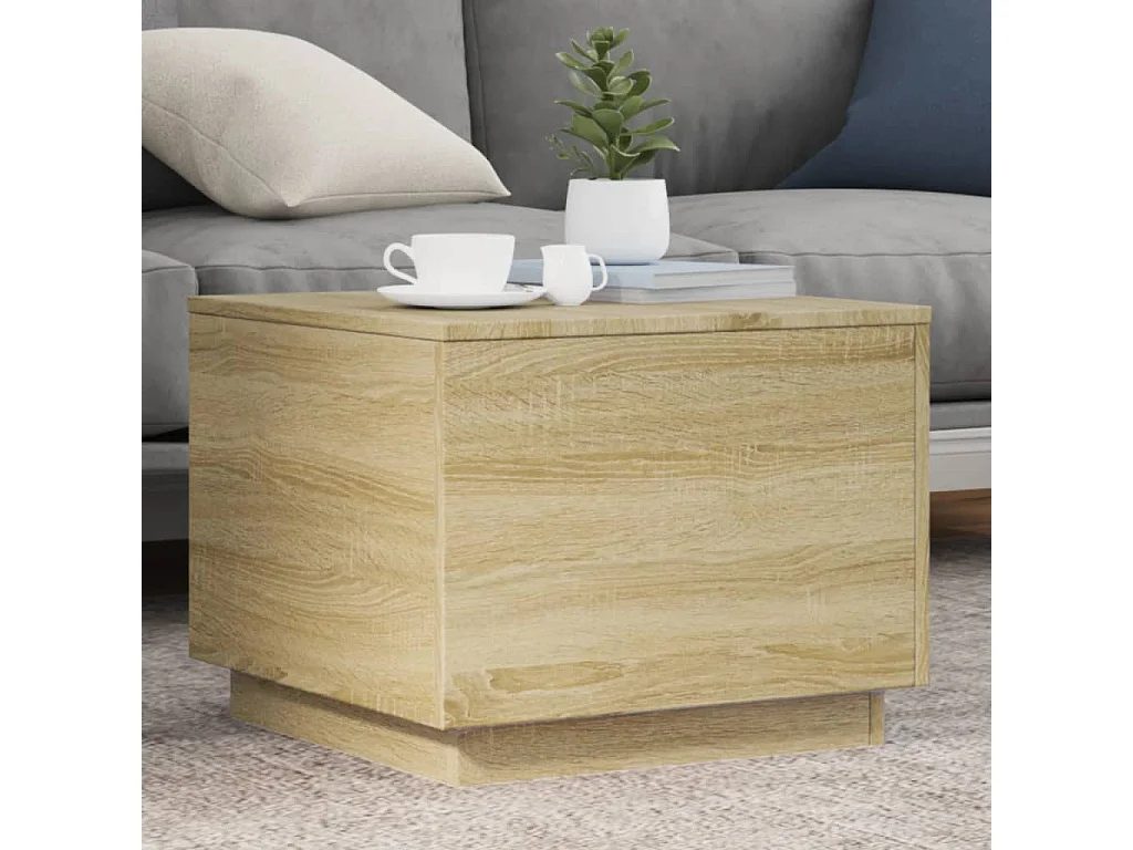 Mesa de centro com luzes LED 50x50x40 cm carvalho sonoma PT713710