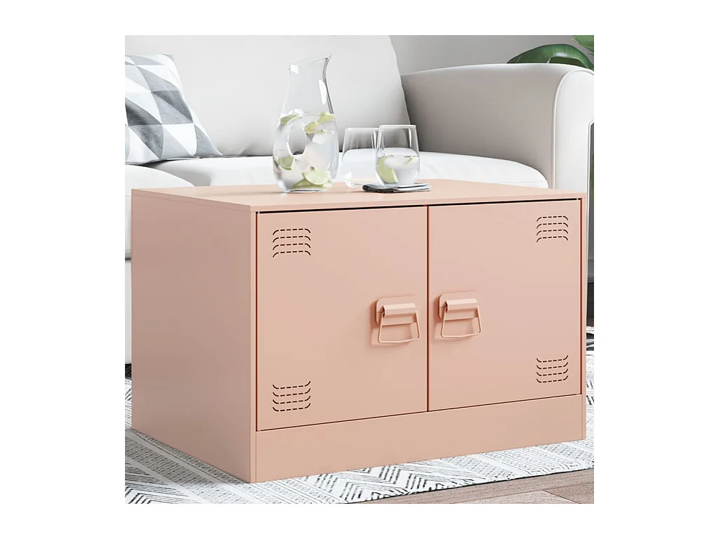 Table basse rose 67x50x44 cm acier FR80227