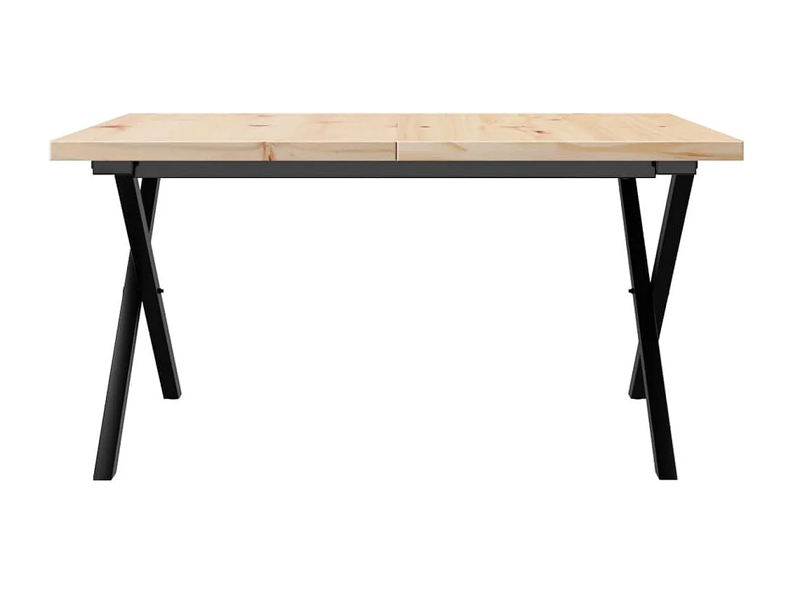 Table basse cadre en X 80x80x45,5cm bois de pin massif et fonte FR11506