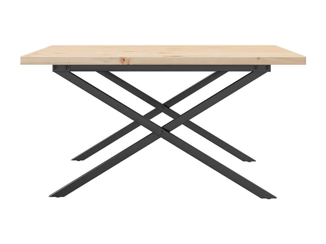 Table basse cadre en X 80x80x45,5cm bois de pin massif et fonte FR11506