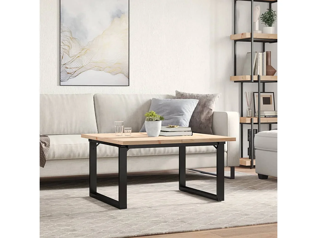 Mesa de centro estrutura em O 90x90x45,5 cm pinho/ferro fundido PT314594