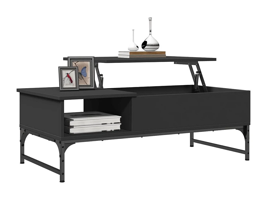 Mesa de centro de madera ingeniería y metal negro 100x50x35 cm ES377142