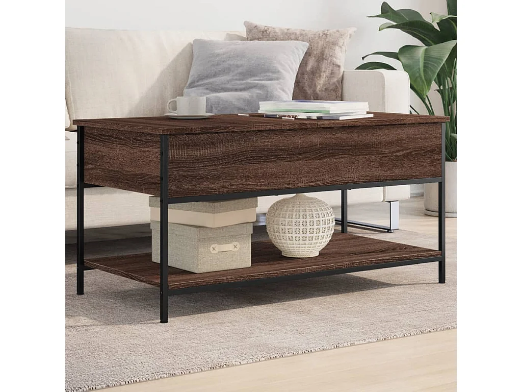 Salontafel 100x50x50 cm bewerkt hout en metaal bruineikenkleur BE229521
