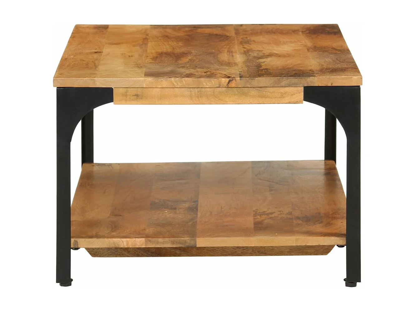 Table basse 2 niveaux 100x55x38cm bois manguier massif et acier FR15985