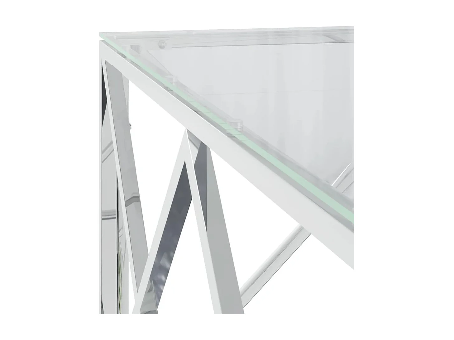 Table basse 80x80x40 cm acier inoxydable et verre FR61139