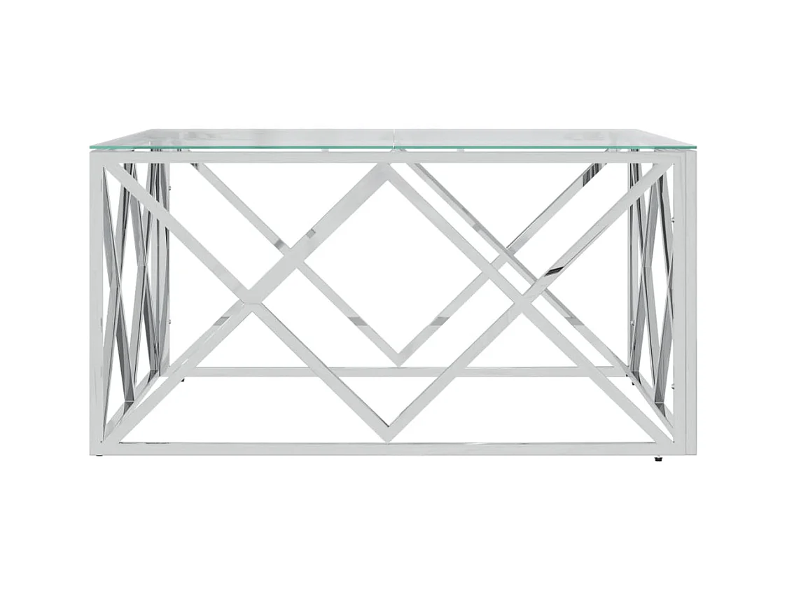 Table basse 80x80x40 cm acier inoxydable et verre FR61139
