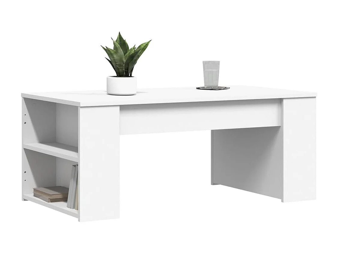 Table basse blanc 102x55x42 cm bois d'ingénierie FR54321