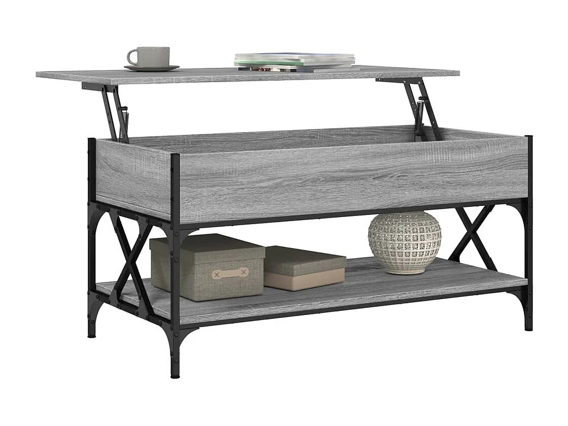 Table basse sonoma gris 100x50x50 cm bois d'ingénierie et métal FR39200