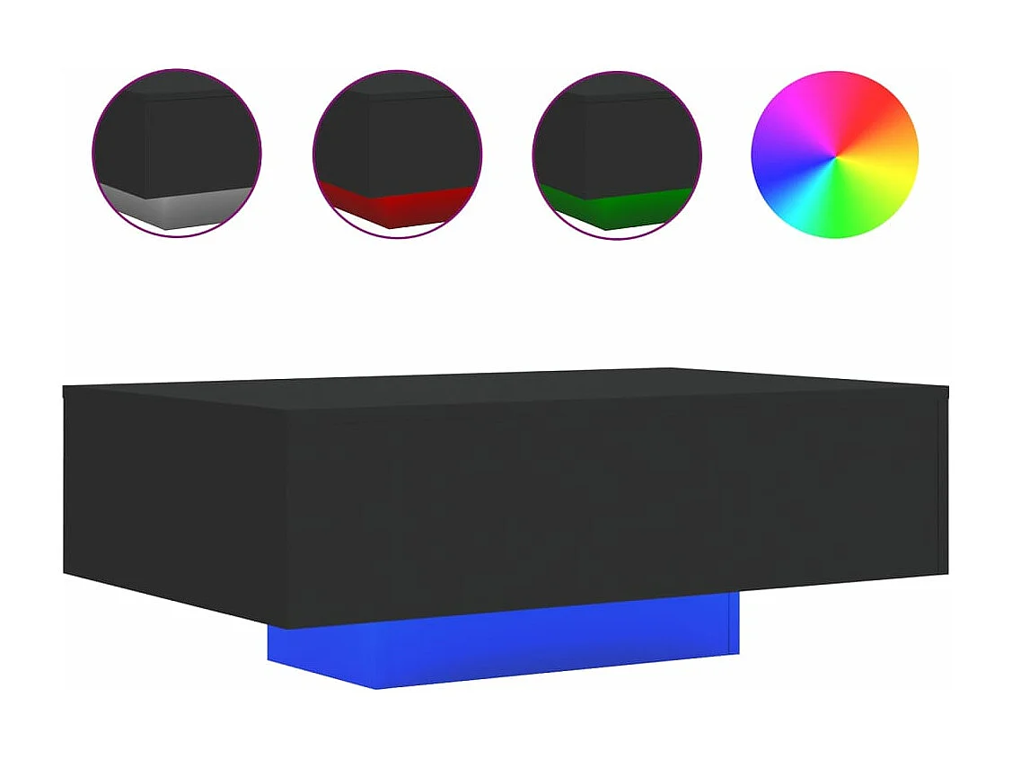 Mesa de centro com luzes LED 85x55x31 cm preto PT579263