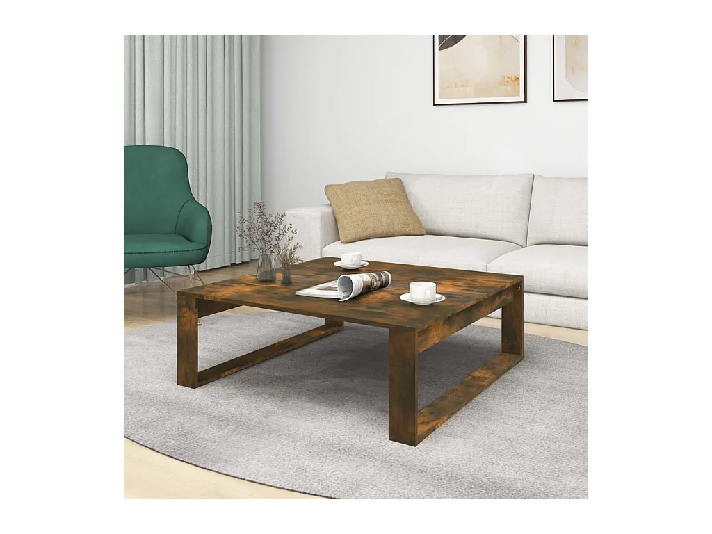 Table basse Chêne fumé 100x100x35 cm Bois d'ingénierie FR83029
