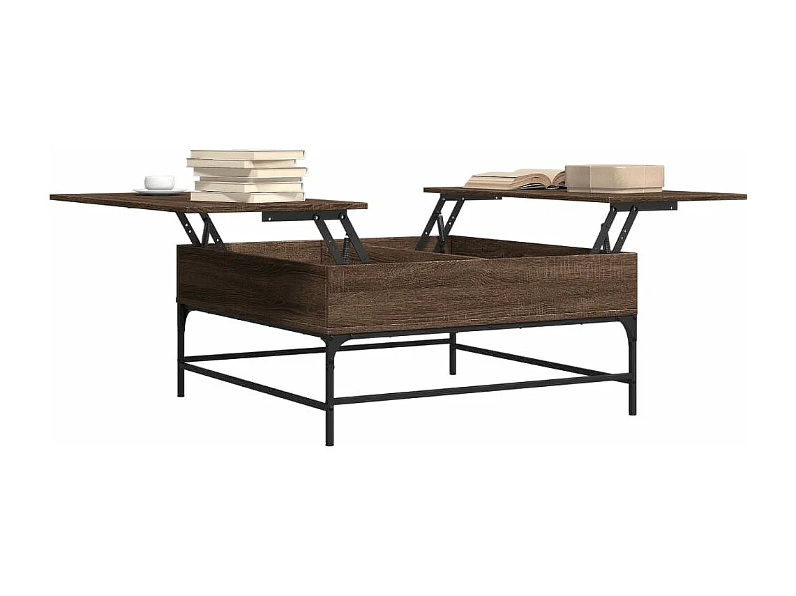 Table basse chêne marron 95x95x45 cm bois d'ingénierie et métal FR24700