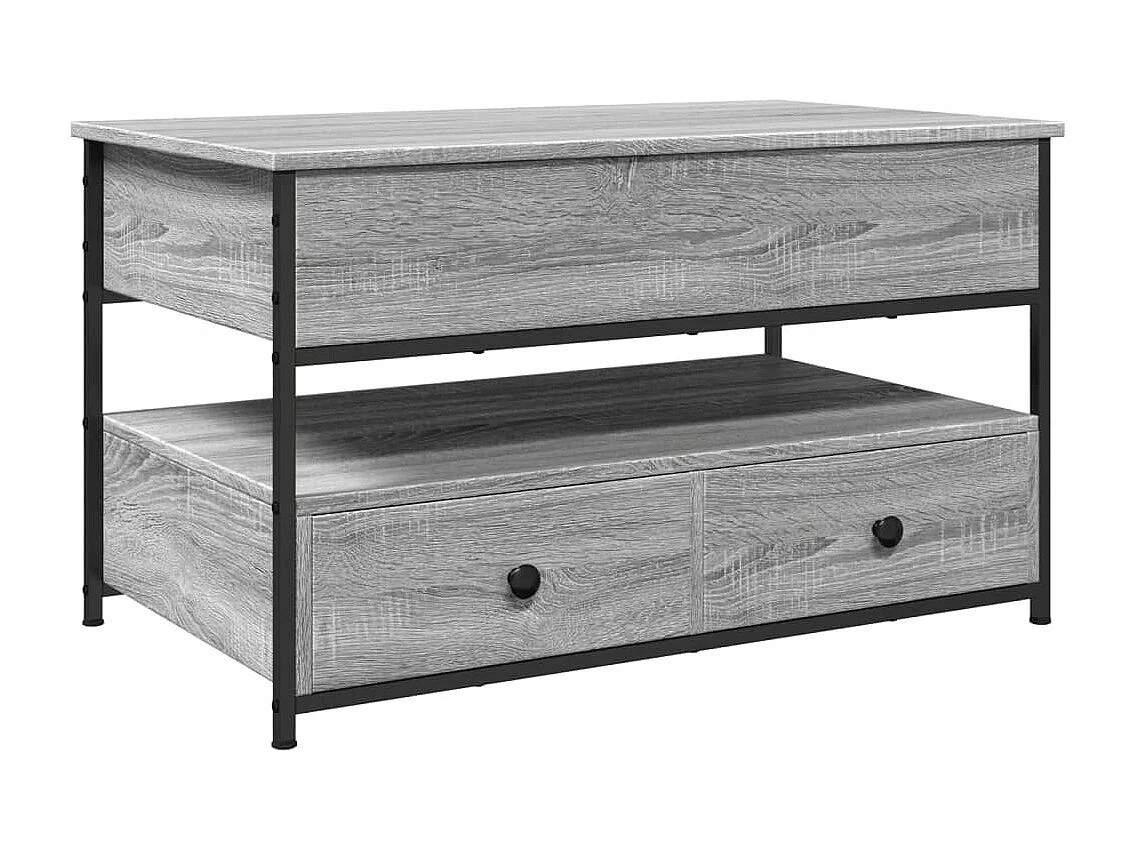 Table basse sonoma gris 85x50x50 cm bois d'ingénierie et métal FR61651