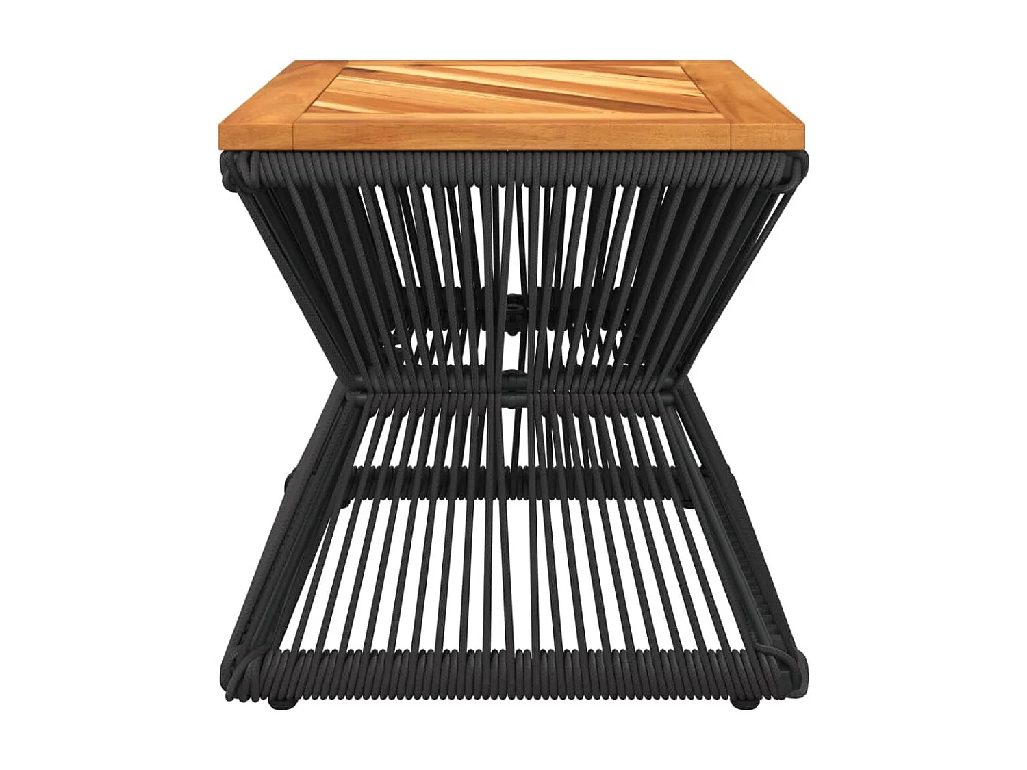 Mesa de centro base de alambre madera acacia negro 38x38x38 cm ES407566