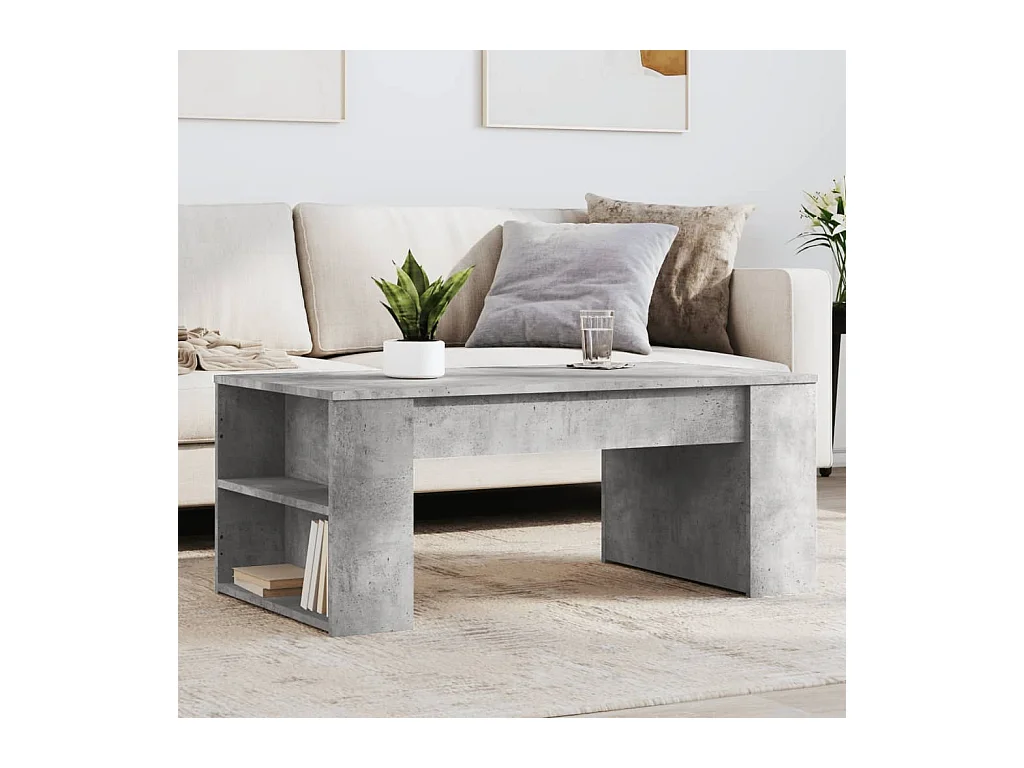 Table basse gris béton 102x55x42 cm bois d'ingénierie FR95816