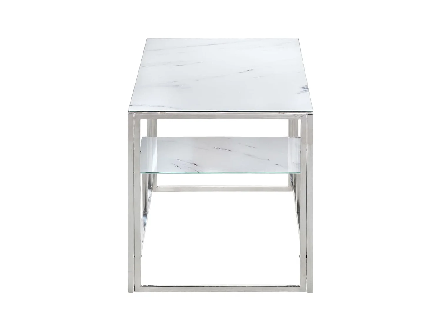 Table basse argenté acier inoxydable et verre trempé FR26177