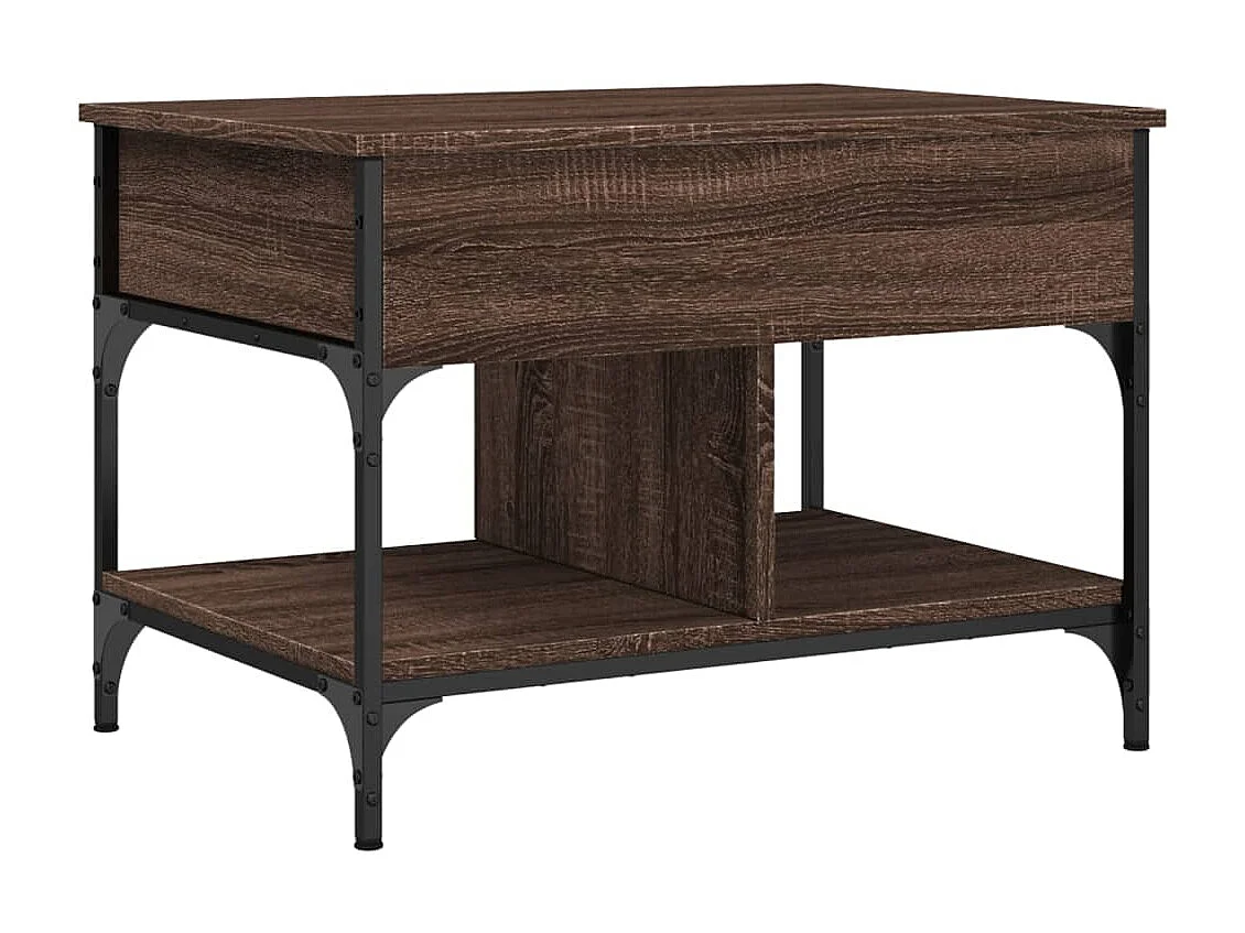 Table basse chêne marron 70x50x50 cm bois d'ingénierie et métal FR28144
