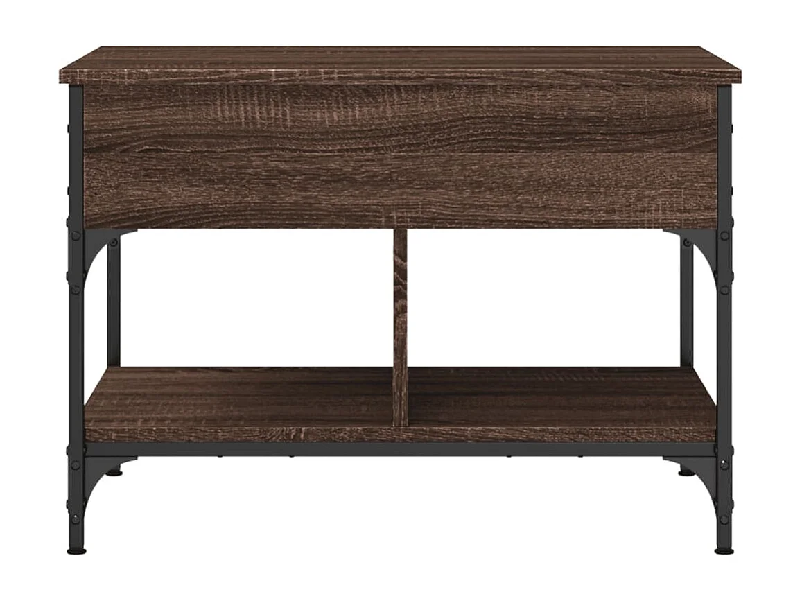 Table basse chêne marron 70x50x50 cm bois d'ingénierie et métal FR28144