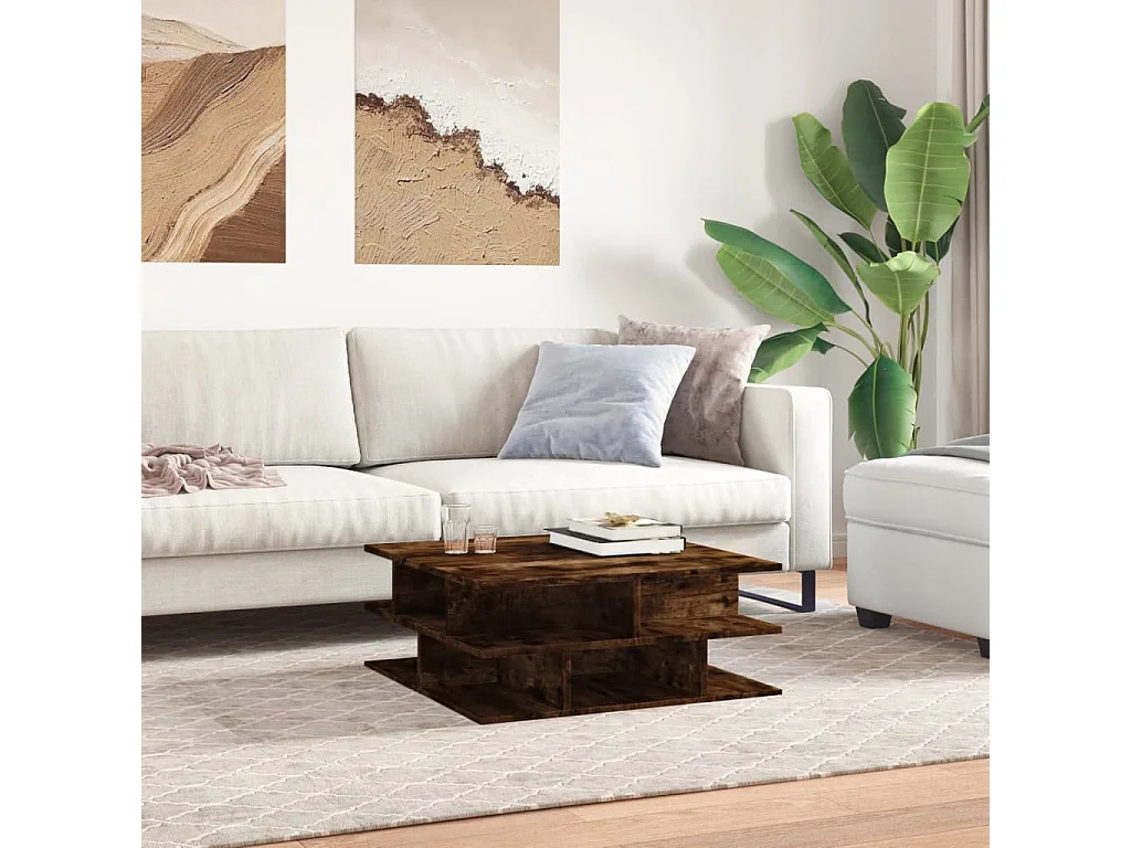 Mesa de centro 70x70x29 cm derivados de madeira carvalho fumado PT309064