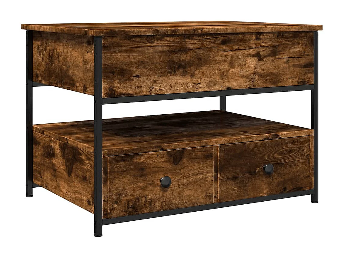 Table basse chêne fumé 70x50x50 cm bois d'ingénierie et métal FR48760