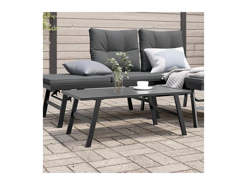 Table basse de jardin noir 90x45x35 cm acier enduit de poudre FR45152