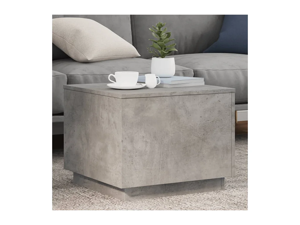Table basse avec lumières LED gris béton 50x50x40 cm FR62337