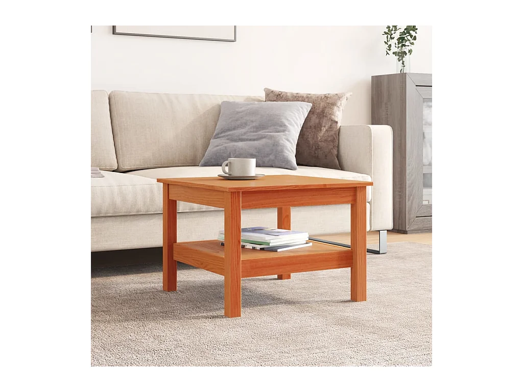 Table basse cire marron 55x55x40 cm bois massif de pin FR88782