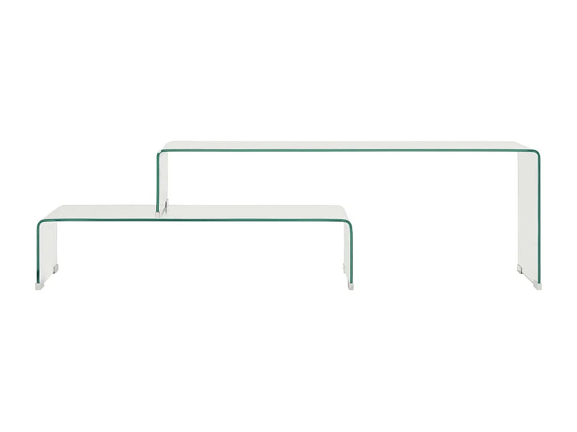 Lot de 2 Tables basses 90x30x20/110x30x40cm Verre trempé FR42236