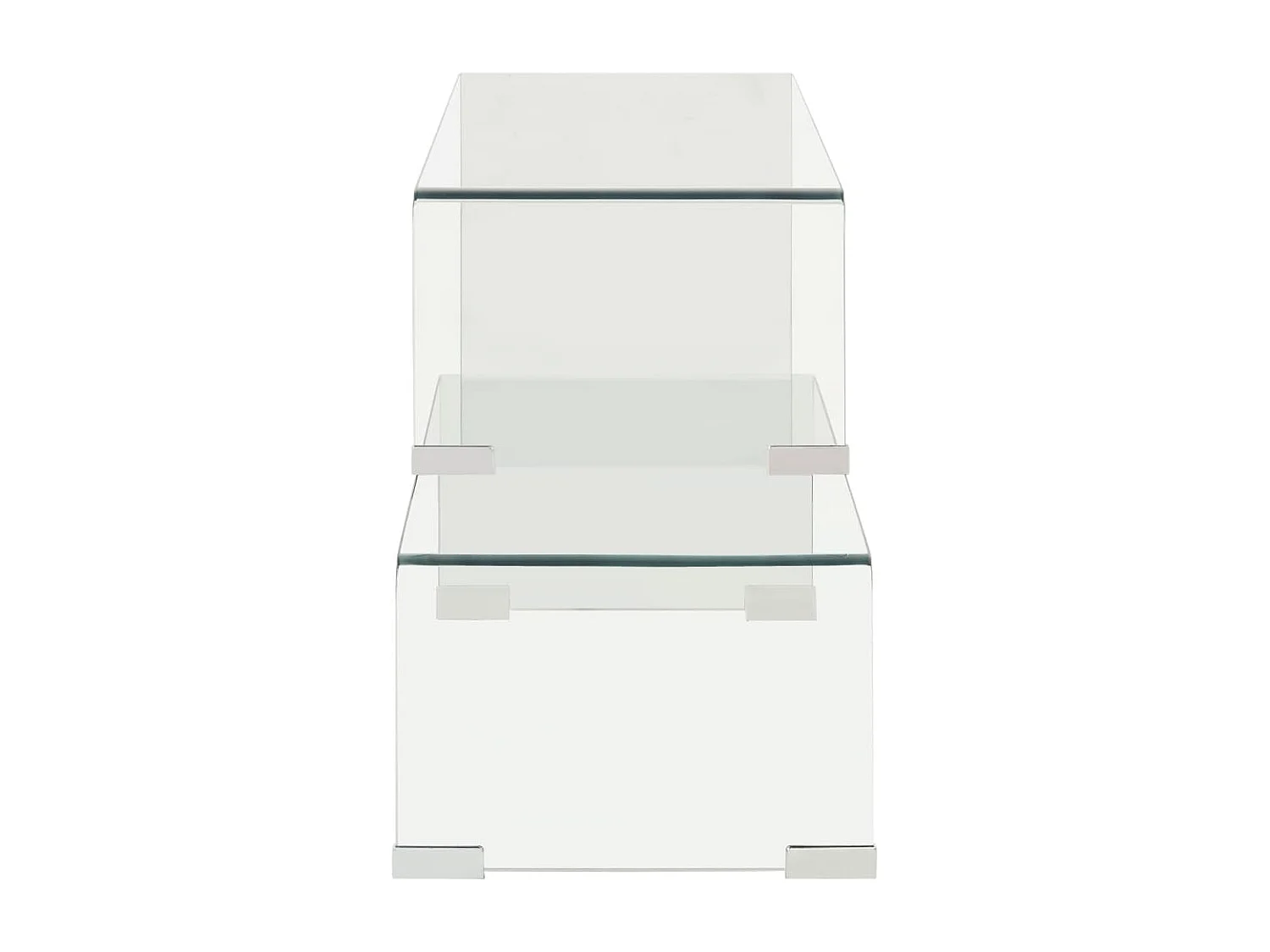 Lot de 2 Tables basses 90x30x20/110x30x40cm Verre trempé FR42236