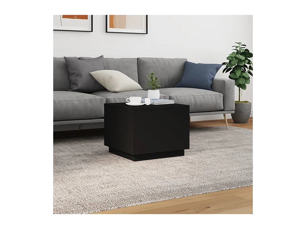 Salontafel met LED-verlichting 50x50x40 cm zwart BE219371