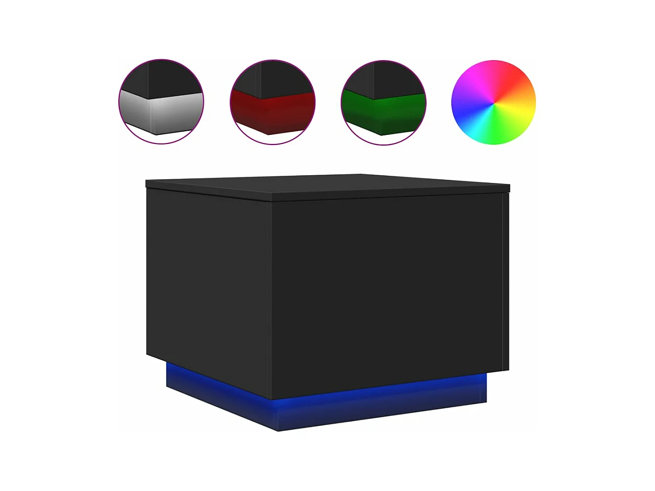 Salontafel met LED-verlichting 50x50x40 cm zwart BE219371