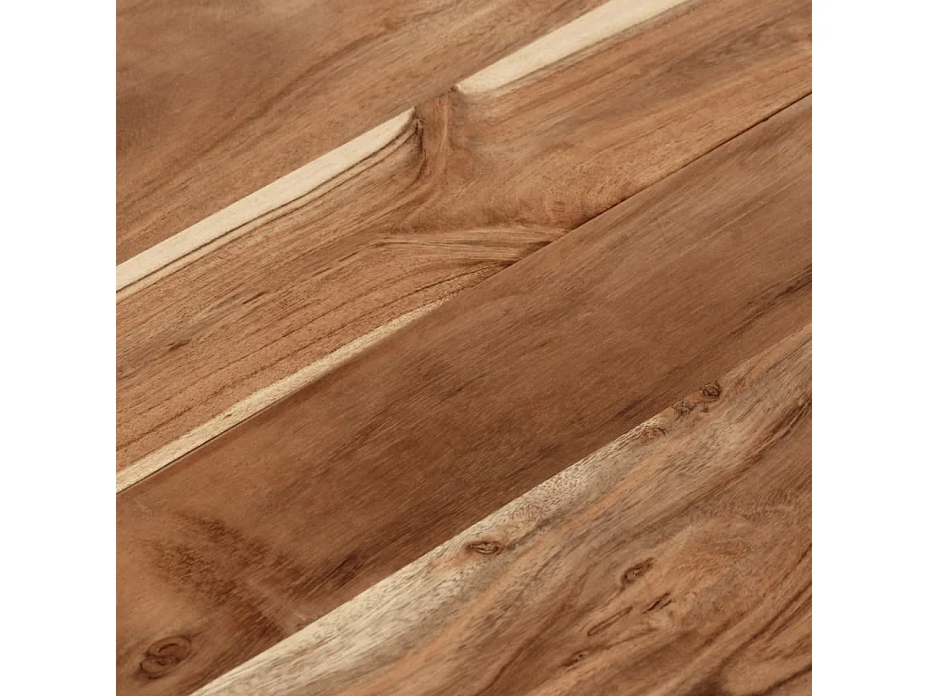 Table basse argenté acier inoxydable et bois massif d'acacia FR23628