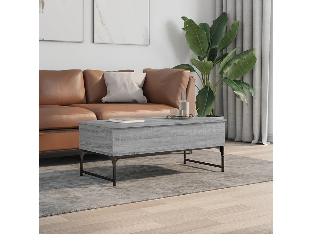 Table basse sonoma gris 100x50x40 cm bois d'ingénierie et métal FR53228