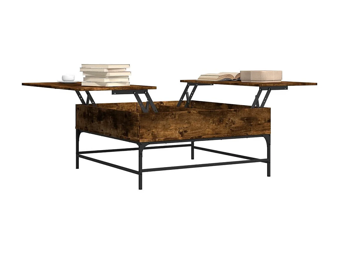 Table basse chêne fumé 95x95x45 cm bois d'ingénierie et métal FR74947