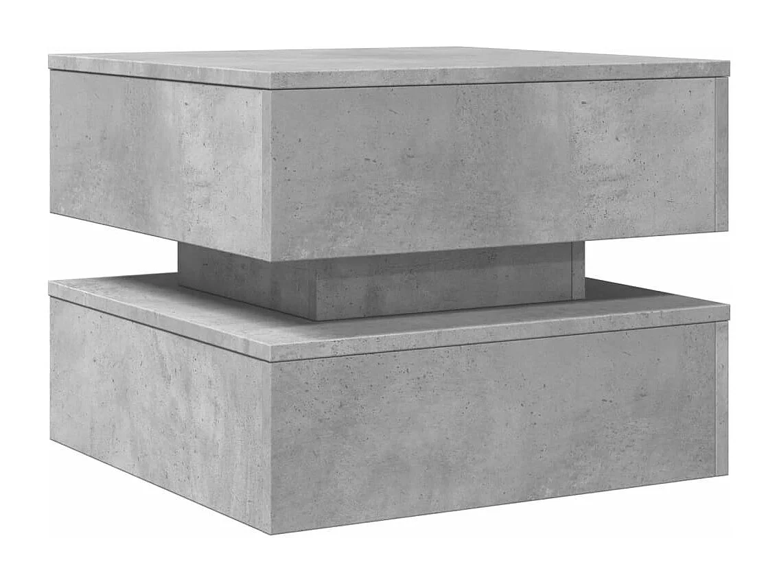 Table basse avec lumières LED gris béton 50x50x40 cm FR38116