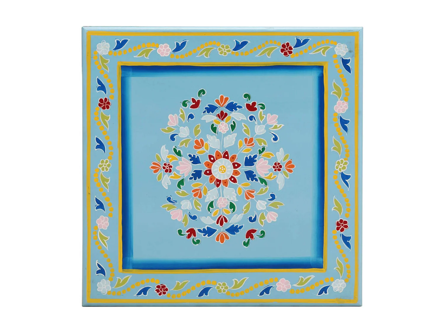 Mesa de centro madera maciza de mango turquesa pintada a mano ES841240