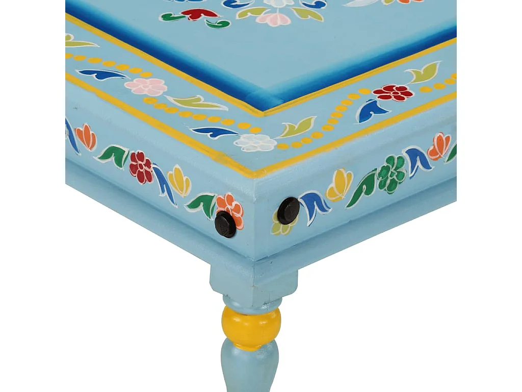 Mesa de centro madera maciza de mango turquesa pintada a mano ES841240