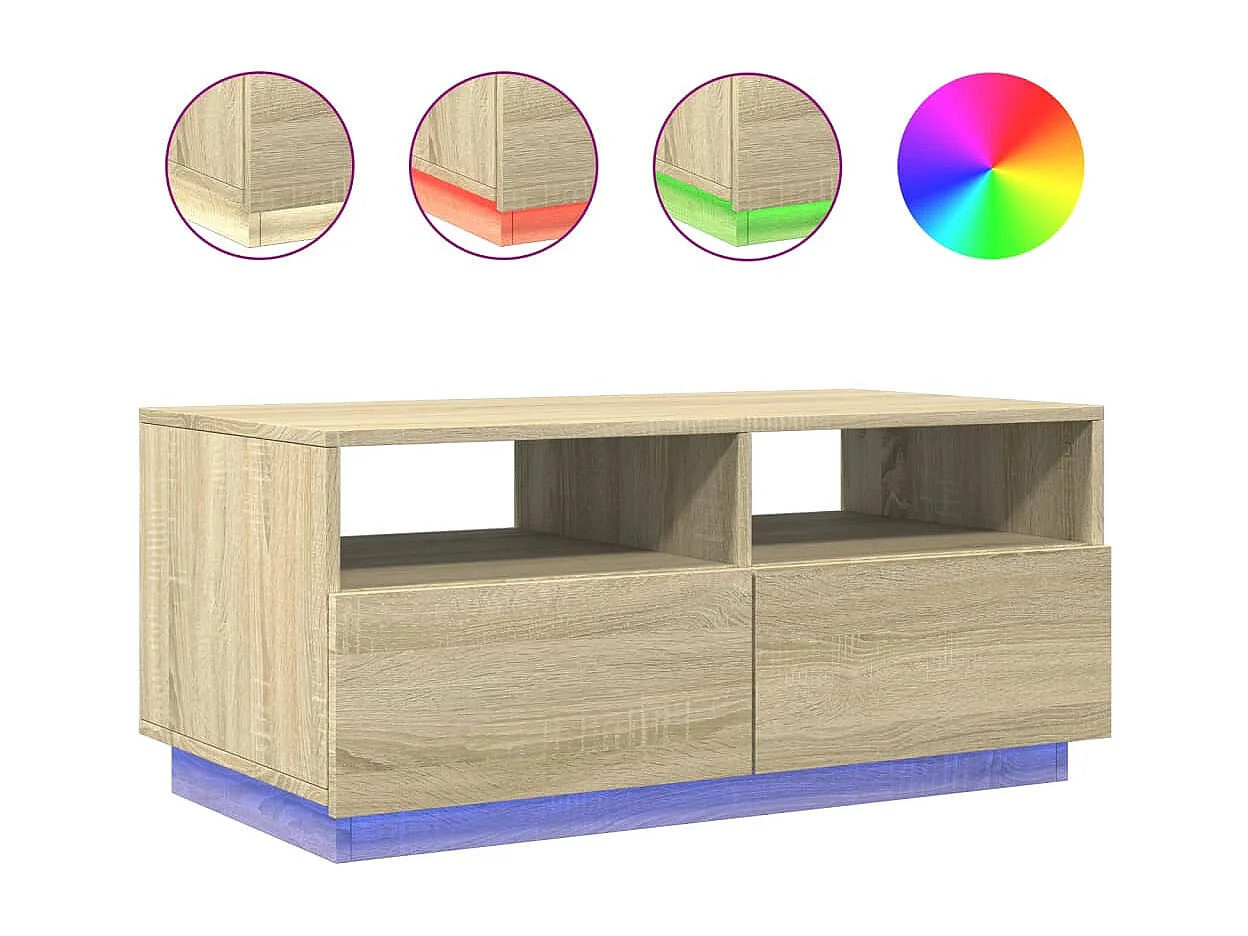 Mesa de centro com luzes LED 90x49x40 cm carvalho sonoma PT447007