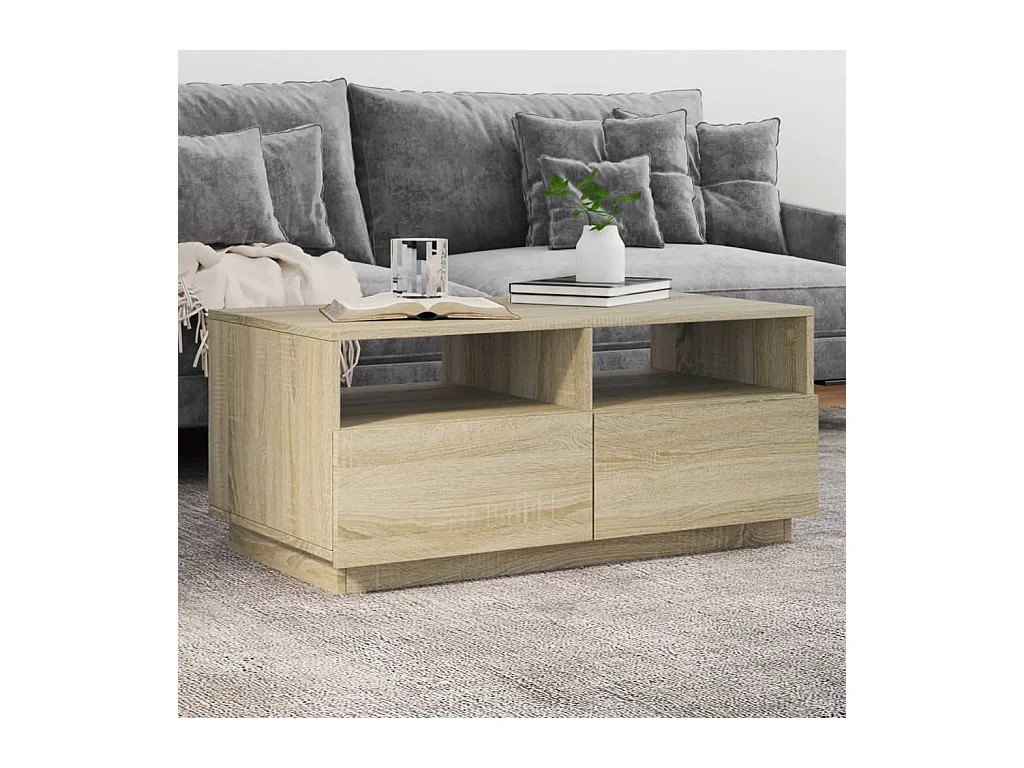 Table basse avec lumières LED chêne sonoma 90x49x40 cm FR24631
