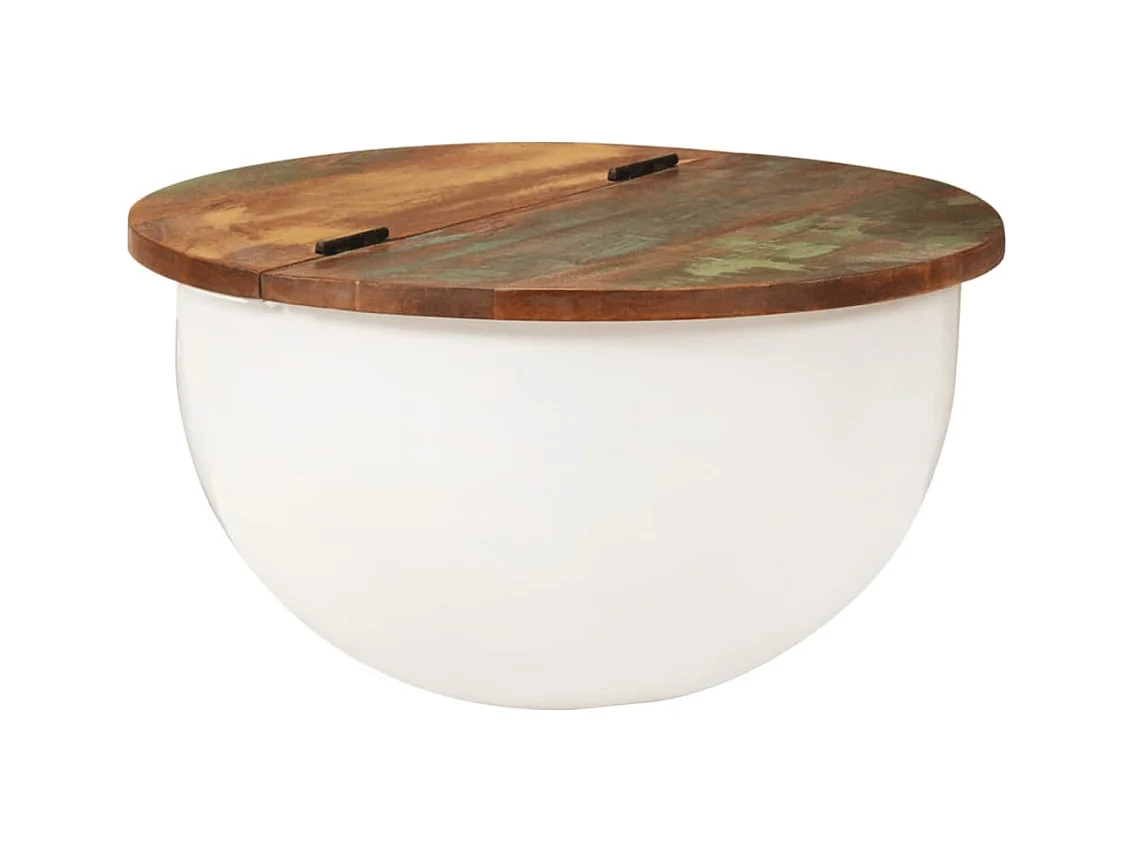 Table basse blanc 50x27 cm bois de récupération massif FR85870
