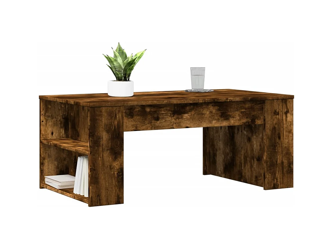 Table basse chêne fumé 102x55x42 cm bois d'ingénierie FR70136