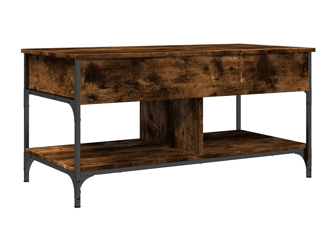 Table basse chêne fumé 100x50x50 cm bois d'ingénierie et métal FR89500