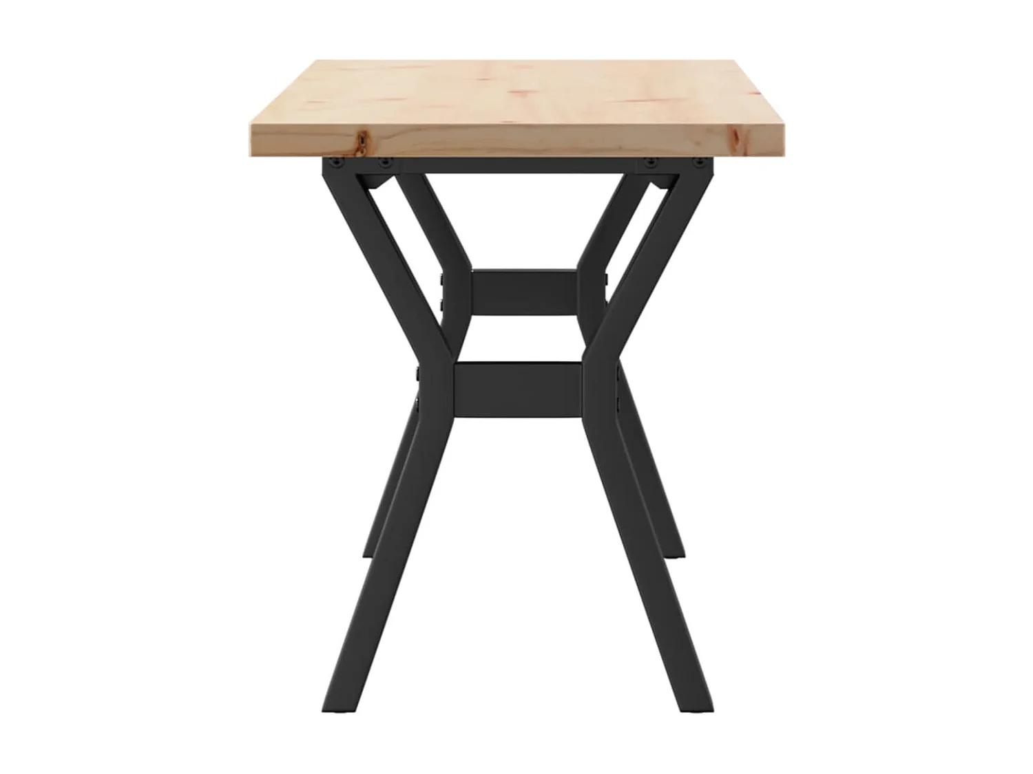 Table basse cadre en Y 110x40x45,5 cm bois de pin massif fonte FR31629