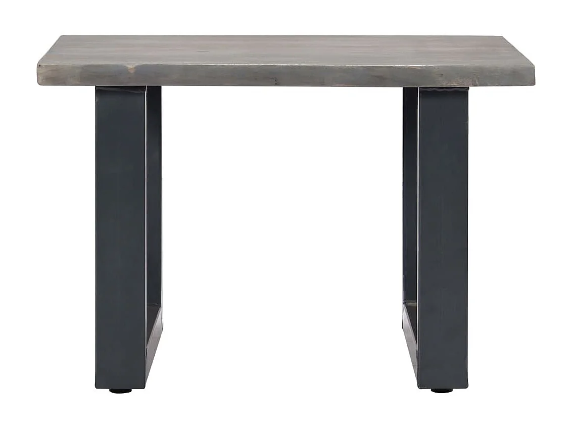 Mesa de centro con borde natural acacia maciza gris 60x60x40 cm ES348779